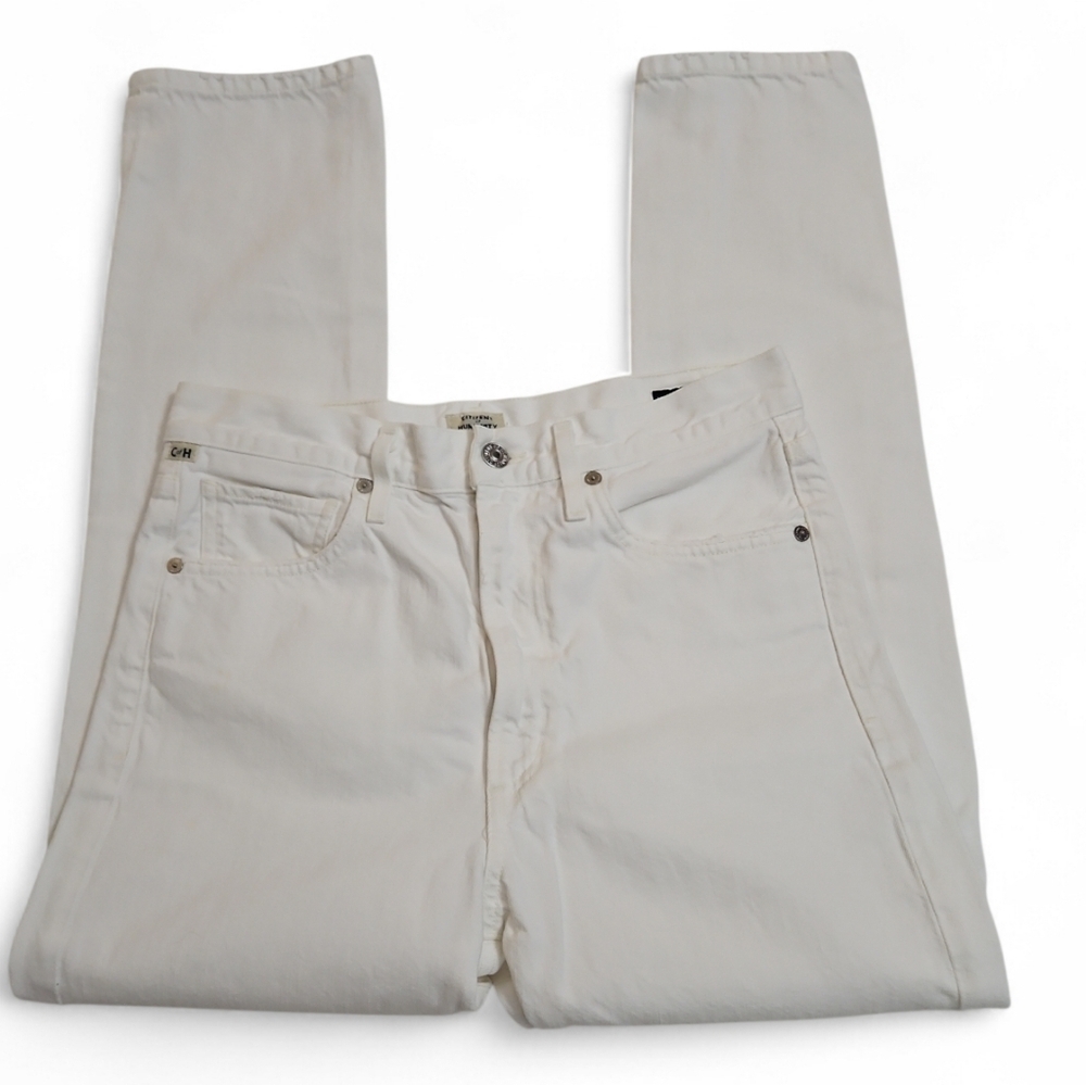 Citizens of Humanity Dree Crop High Rise Slim Straight White Jeans Sz 28 Womens - Picture 3 of 10
